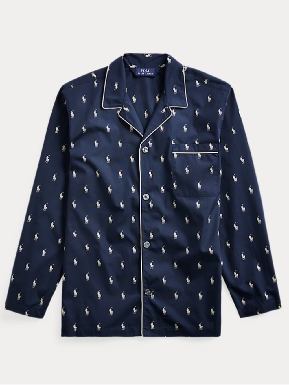 RALPH LAUREN Polo Pony Pajama Shirt Navy Cream Preppy Lounge Sleep Men’s Size 4X